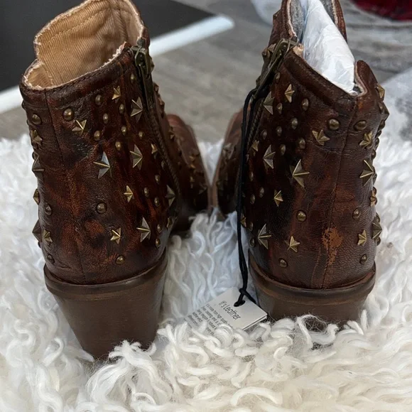 Myra Bag Brown Leather Heeled Boots with Silver Stars~ GORGEOUS! Brand new - Picture 7 of 12